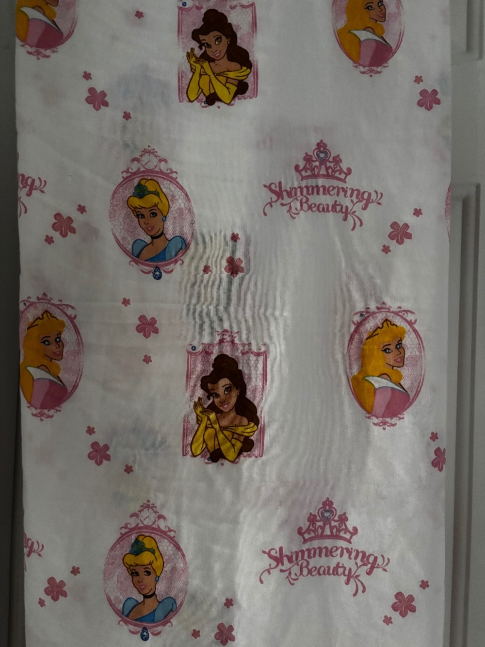 Vintage Disney Princess "Shimmering Beauty" Twin Flat Sheet